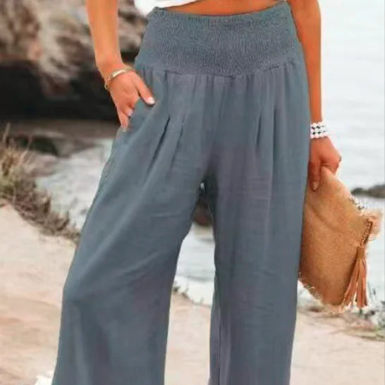 High Waist Loose Casual Trousers with Pockets
