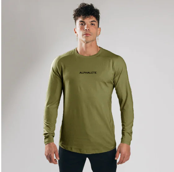 Slim Fit Elastic Cotton Long Sleeve T-Shirt