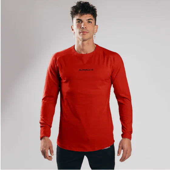 Slim Fit Elastic Cotton Long Sleeve T-Shirt