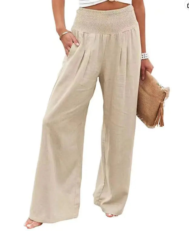 High Waist Loose Casual Trousers with Pockets