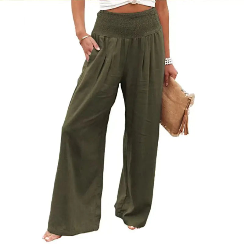 High Waist Loose Casual Trousers with Pockets