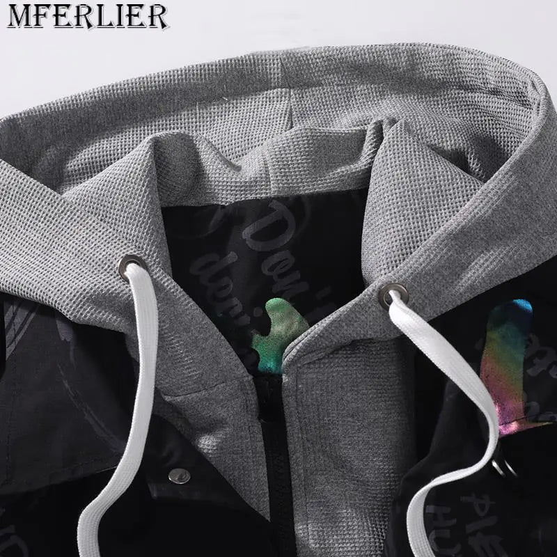 Plus Size Men's Hooded Bomber Windbreaker Jacket