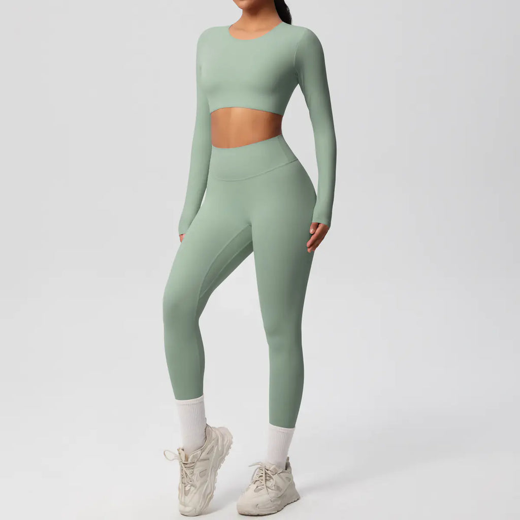 Solid Color Double-sided Nylon Brushed Nude Feel Tight Exercise Yoga Clothes Suit