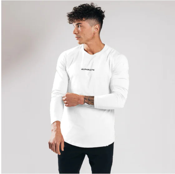 Slim Fit Elastic Cotton Long Sleeve T-Shirt