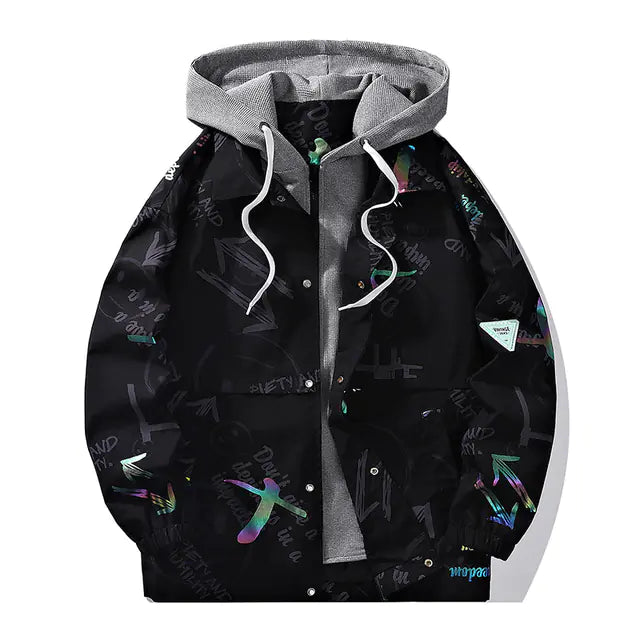 Plus Size Men's Hooded Bomber Windbreaker Jacket