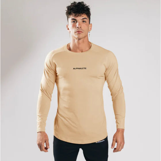 Slim Fit Elastic Cotton Long Sleeve T-Shirt