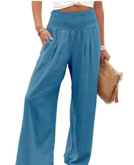 High Waist Loose Casual Trousers with Pockets
