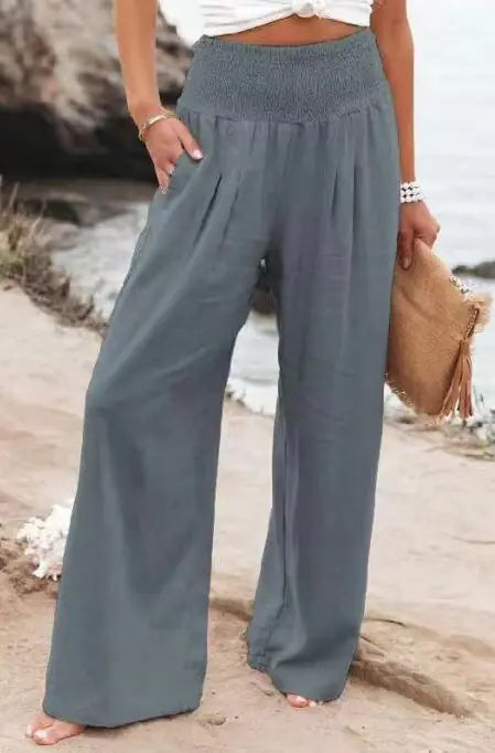High Waist Loose Casual Trousers with Pockets
