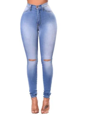 Ripped Raw Hem Slim Fit Skinny Jeans for Women