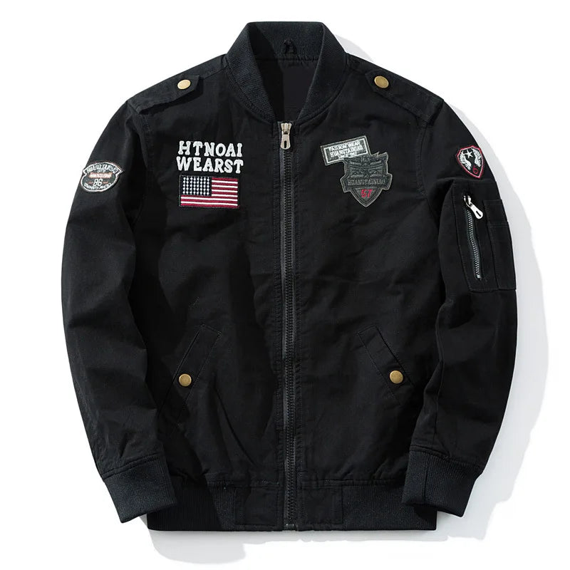 Men's Casual Cotton Military Jacket - Plus Size Fashion