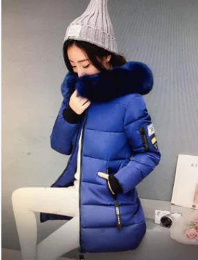 Thick Cotton Jacket with Fur Collar and Slim Fit