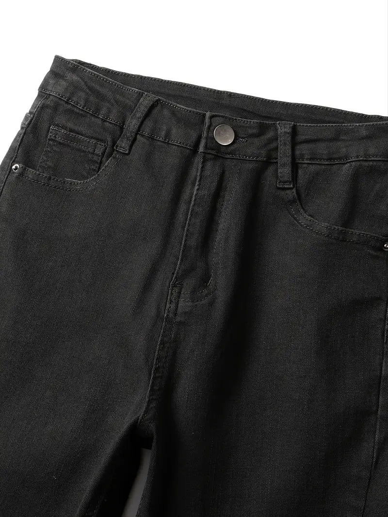 Vintage High Waist Slit Flared Bootcut Jeans for Women