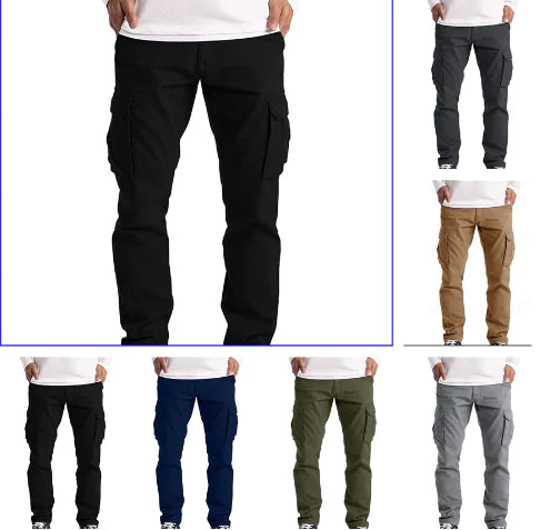Men's Relaxed Cargo Pants with Multi-Pockets (One Piece)