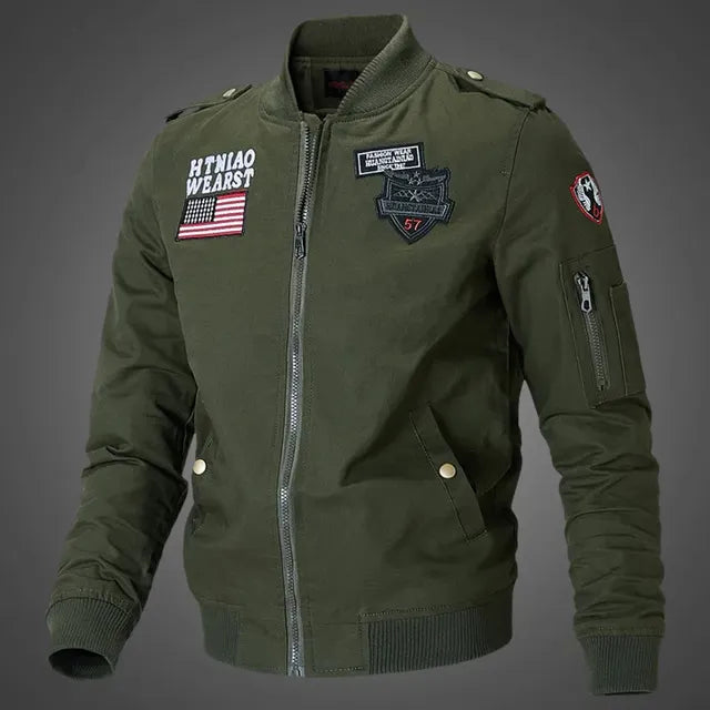 Men's Casual Cotton Military Jacket - Plus Size Fashion