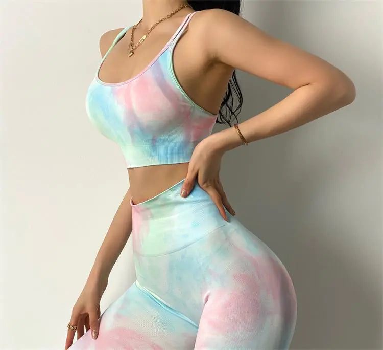 Sexy Seamless Tie-Dye Yoga Suit for Women