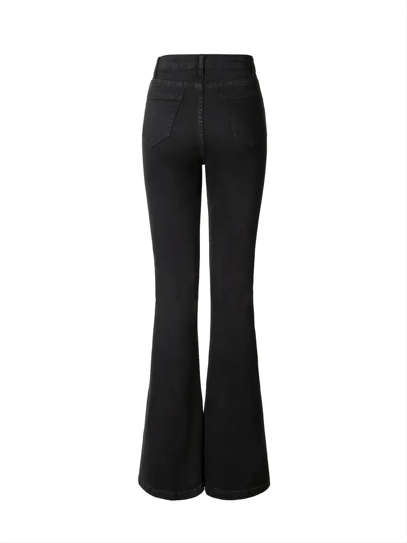 Vintage High Waist Slit Flared Bootcut Jeans for Women