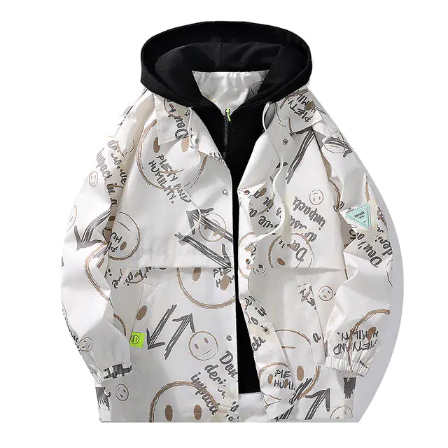 Plus Size Men's Hooded Bomber Windbreaker Jacket