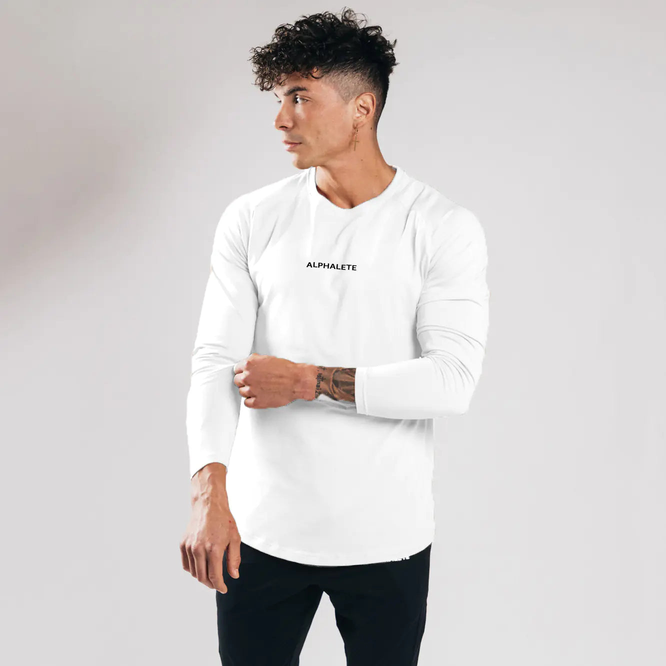 Slim Fit Elastic Cotton Long Sleeve T-Shirt