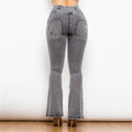 High Waist Grey Flared Pants for Women