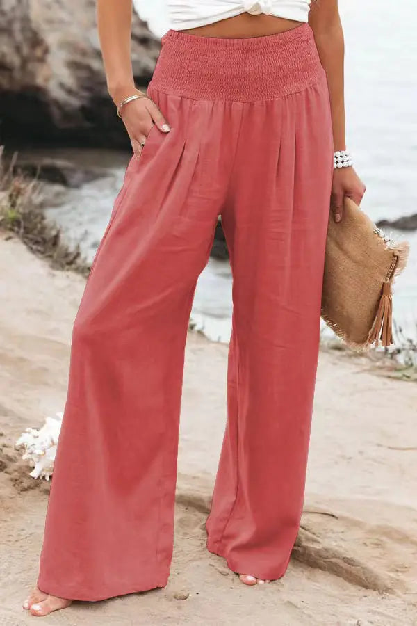 High Waist Loose Casual Trousers with Pockets