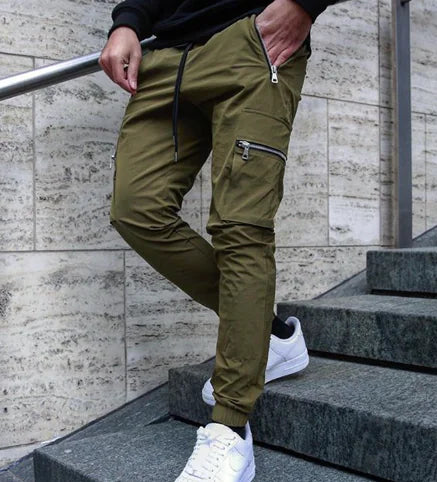 Men's Cargo Ankle Length Trousers with Multi-Pockets
